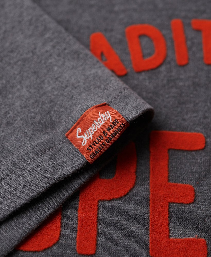 werkshirt met flockprint in granietgrijs gemêleerd