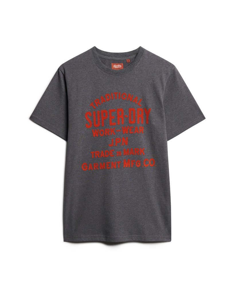 werkshirt met flockprint in granietgrijs gemêleerd