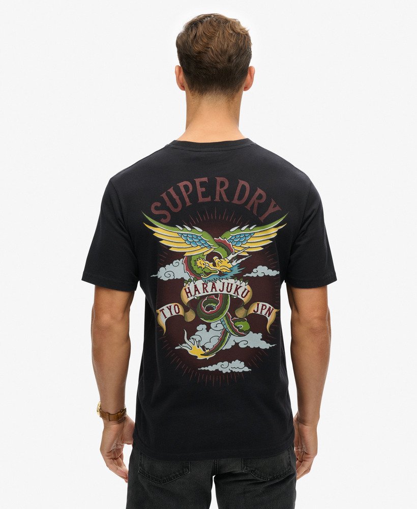 t-shirt met tattoo-print en losse pasvorm in zwart.