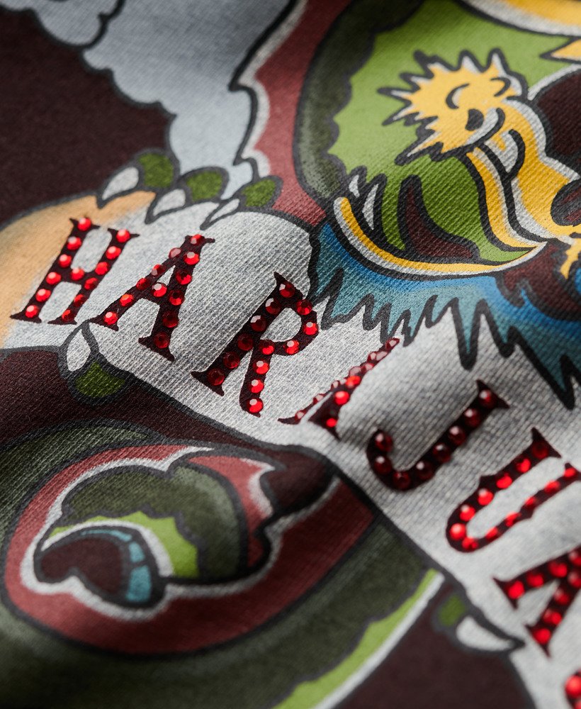 t-shirt met tattoo-print en losse pasvorm in zwart.