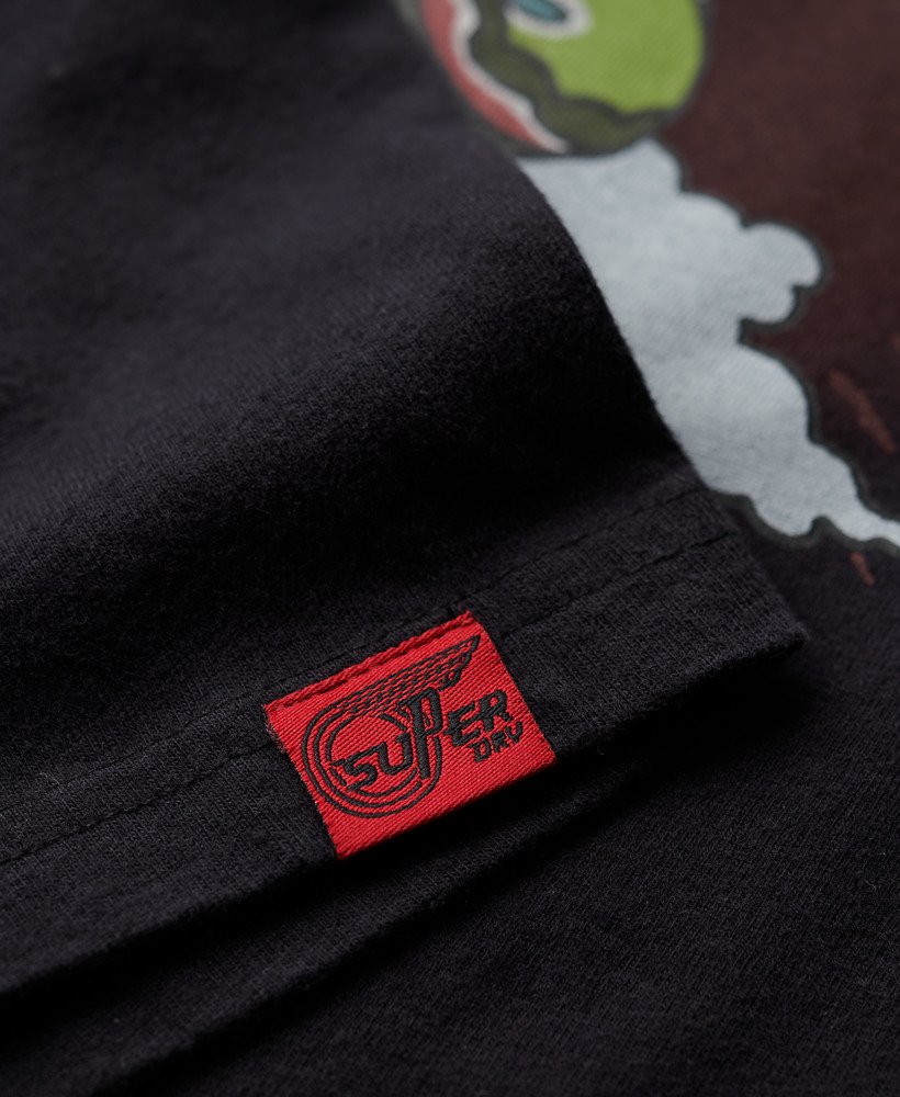 t-shirt met tattoo-print en losse pasvorm in zwart.