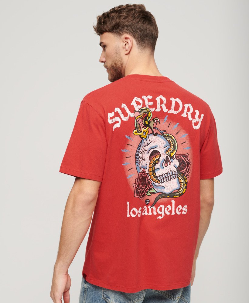 tattoo graphic loose fit t-shirt in soda pop red