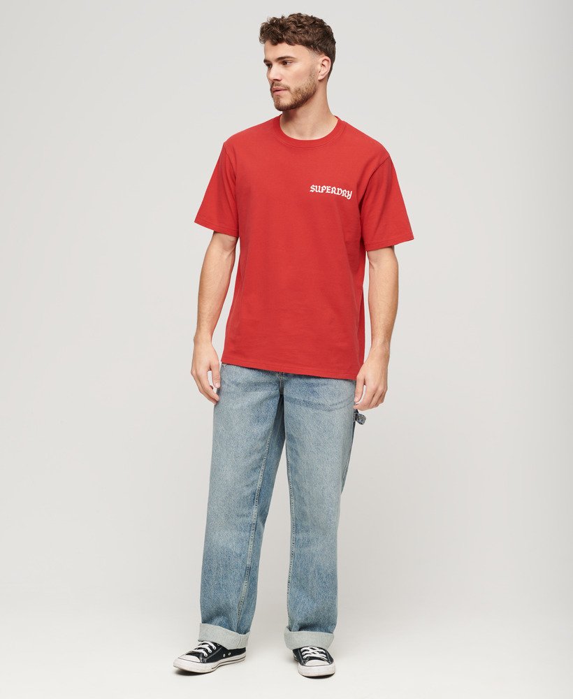 tattoo graphic loose fit t-shirt in soda pop red