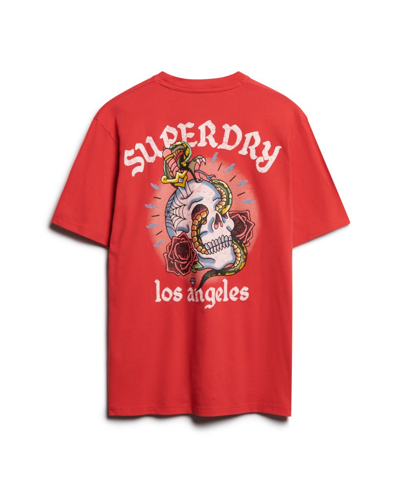 tattoo graphic loose fit t-shirt in soda pop red