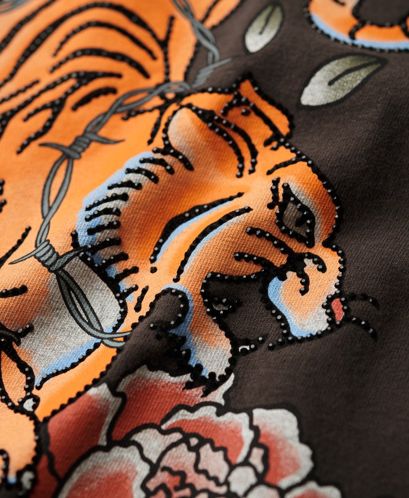 tattoo graphic loose fit t-shirt in vintage black