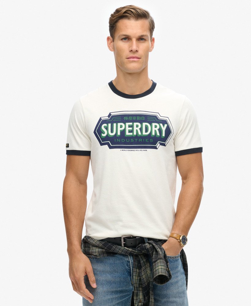 ringer workwear grafisch t-shirt in winterwiteclipse marineblauw