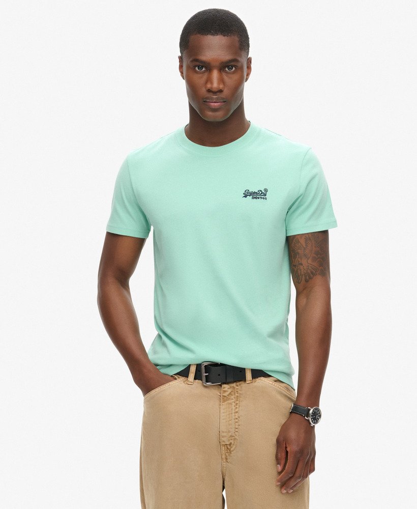 t-shirt met essential-logo van biologisch katoen in spearmint lichtgroen.