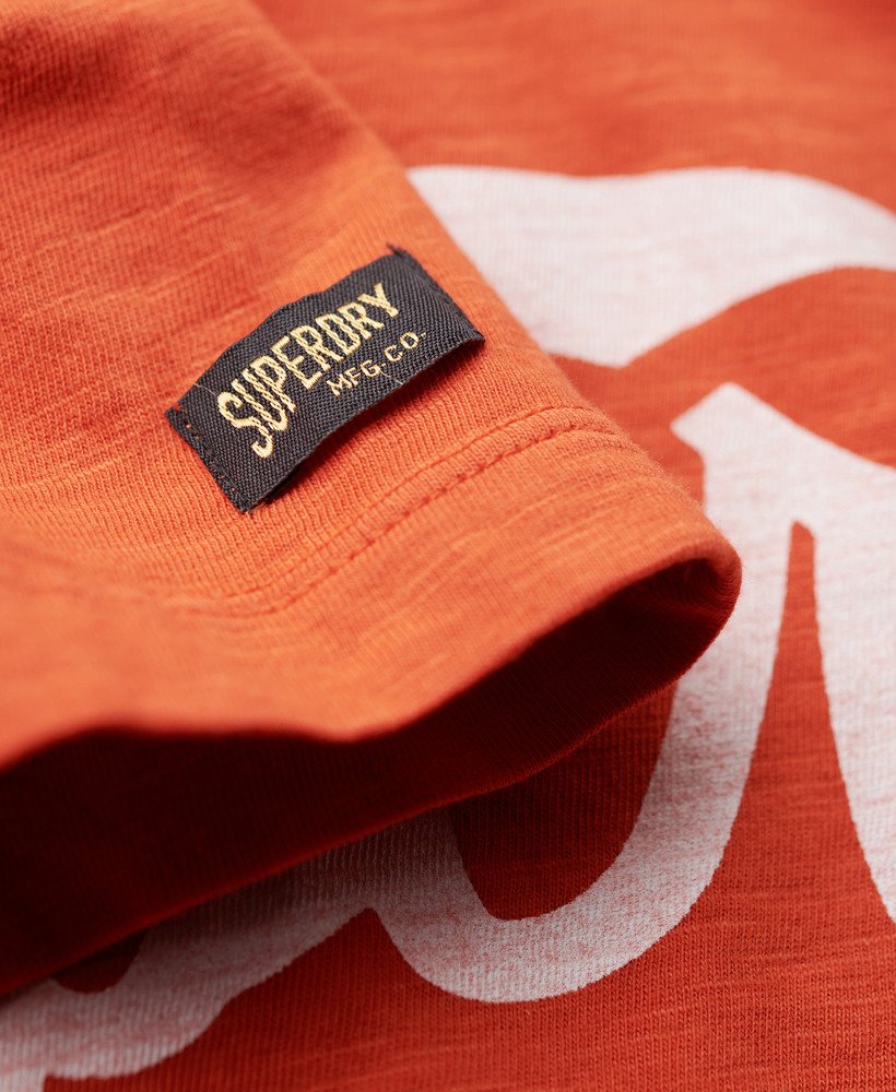 copper label script t-shirt in denim co rust orange slub