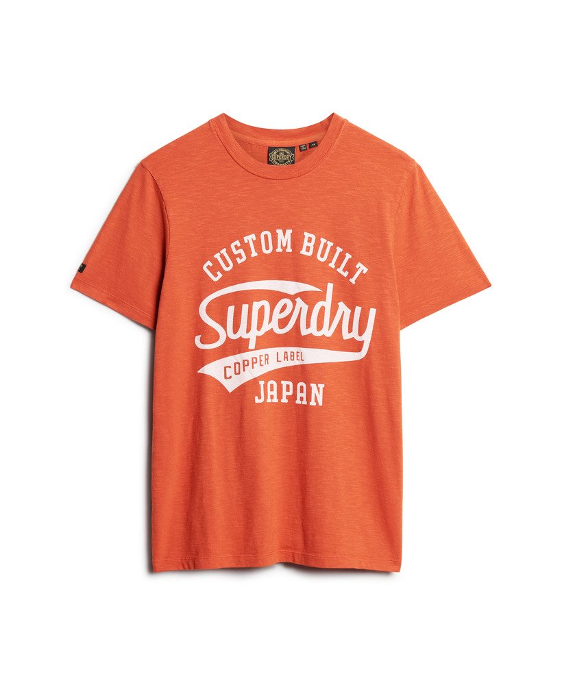 copper label script t-shirt in denim co rust orange slub