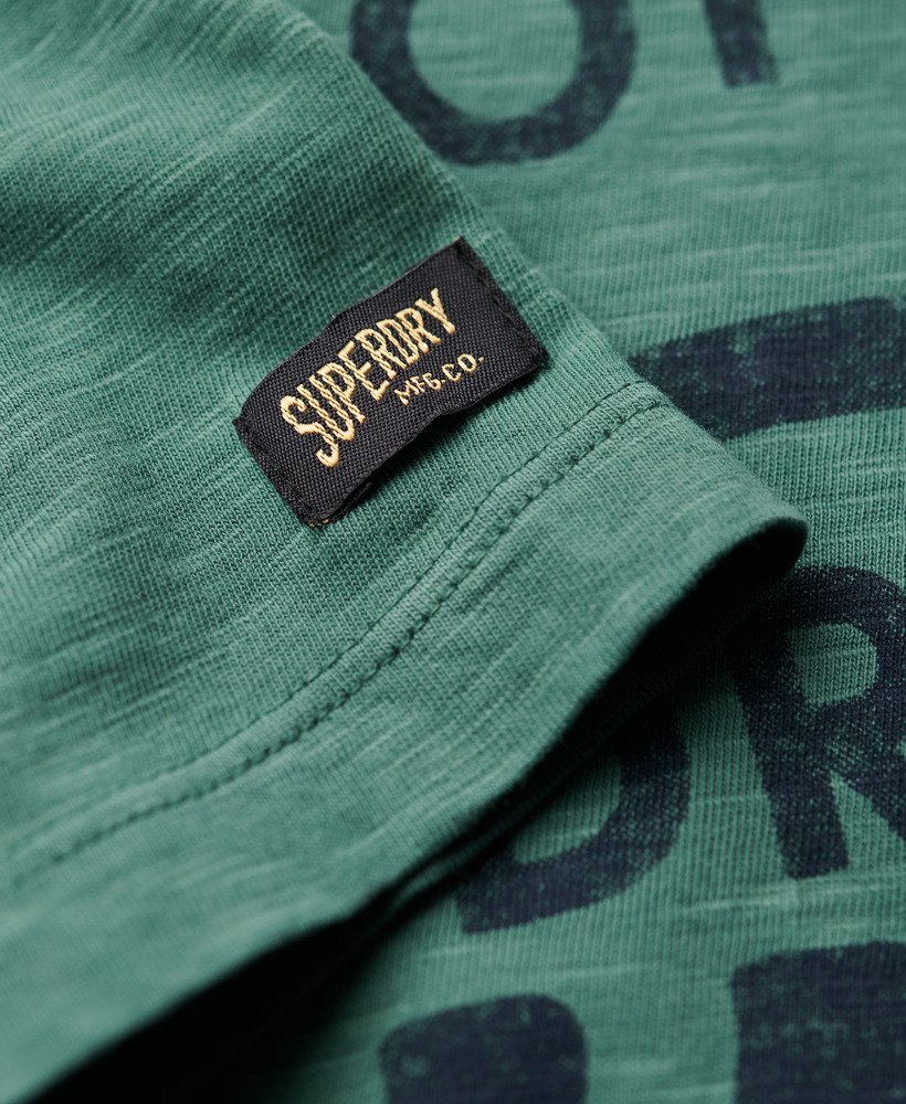 copper label script t-shirt in drius green slub