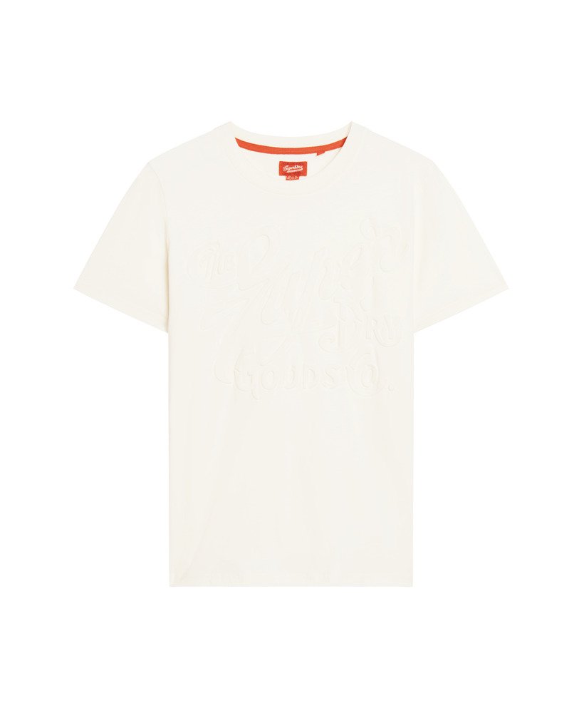 t-shirt met reliëf en archiefprint in winterwit
