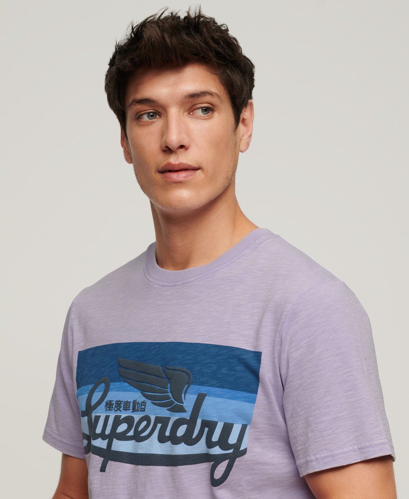 cali striped logo t-shirt in licht lavendelpaarse slub