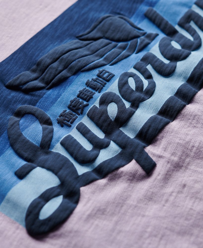 cali striped logo t-shirt in licht lavendelpaarse slub