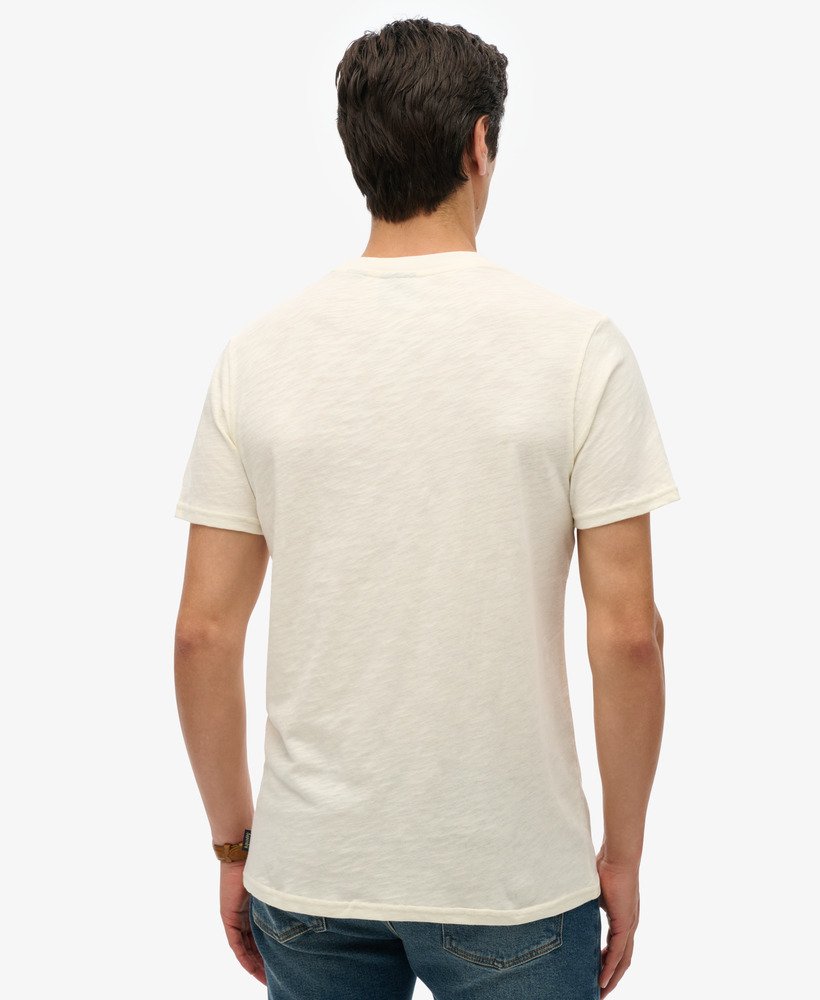 cali striped logo t-shirt in off white slub