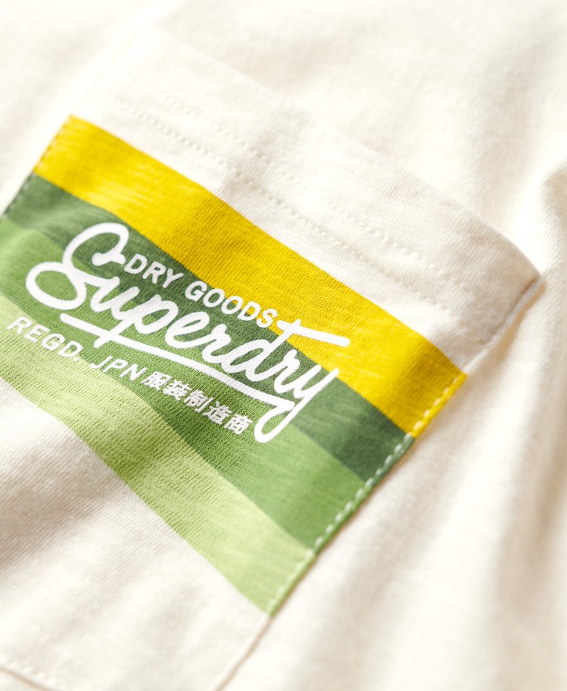 cali striped logo t-shirt in off white slub
