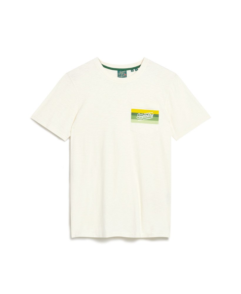 cali striped logo t-shirt in off white slub