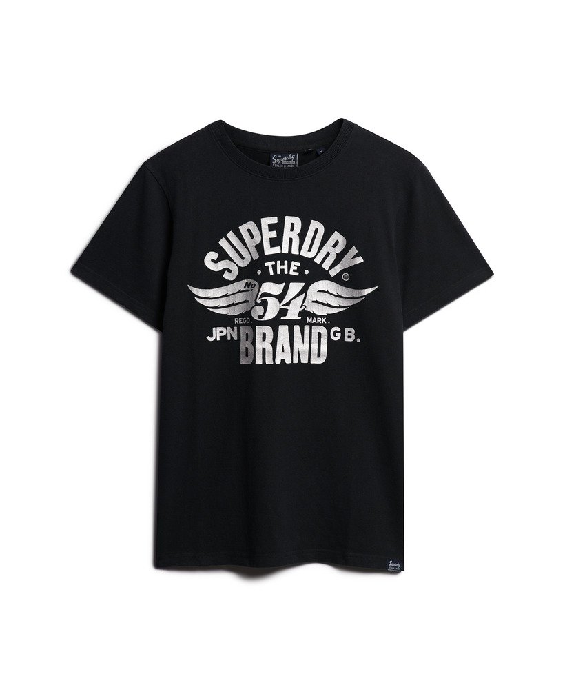 vernieuwd klassiek grafisch t-shirt in nero black marl.