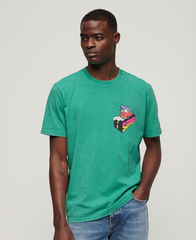 neon reis-t-shirt met losse pasvorm in een coole groene kleur.