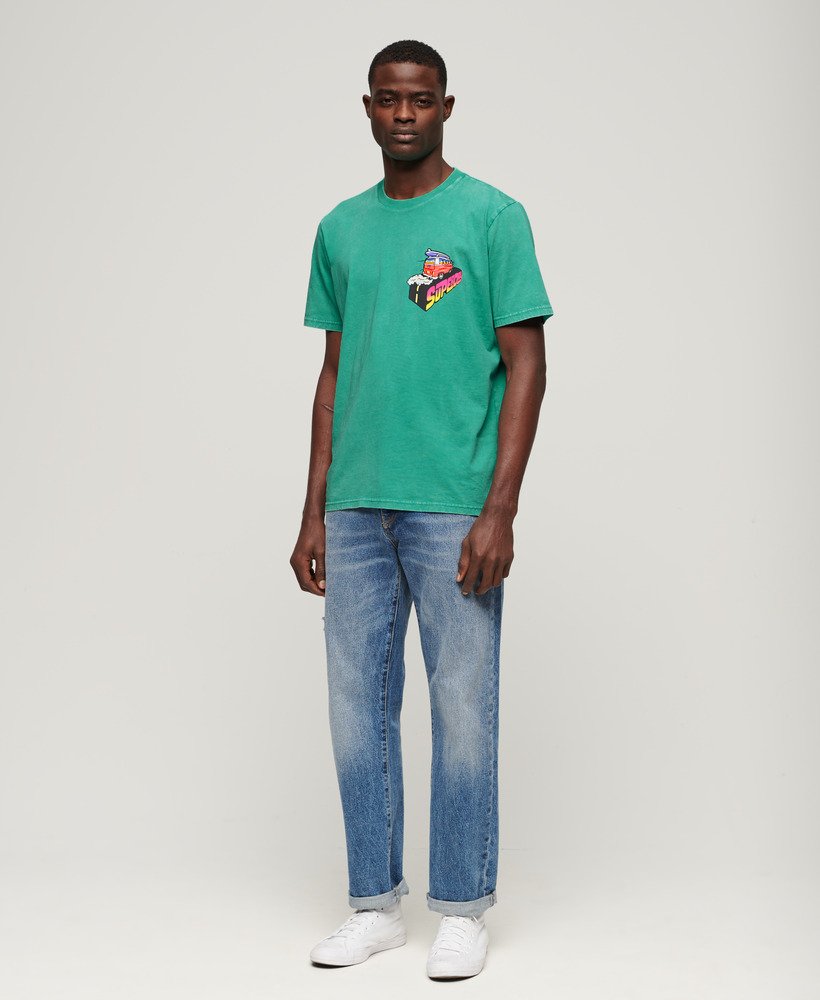 neon reis-t-shirt met losse pasvorm in een coole groene kleur.