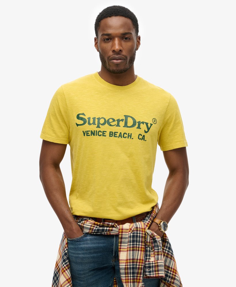 venue classic logo t-shirt in oliegeel slub