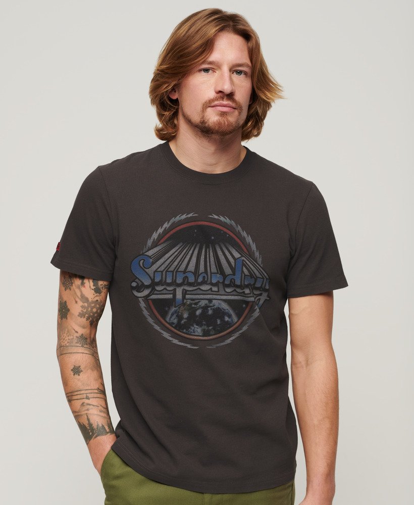 rock graphic band t-shirt in carbon grey
