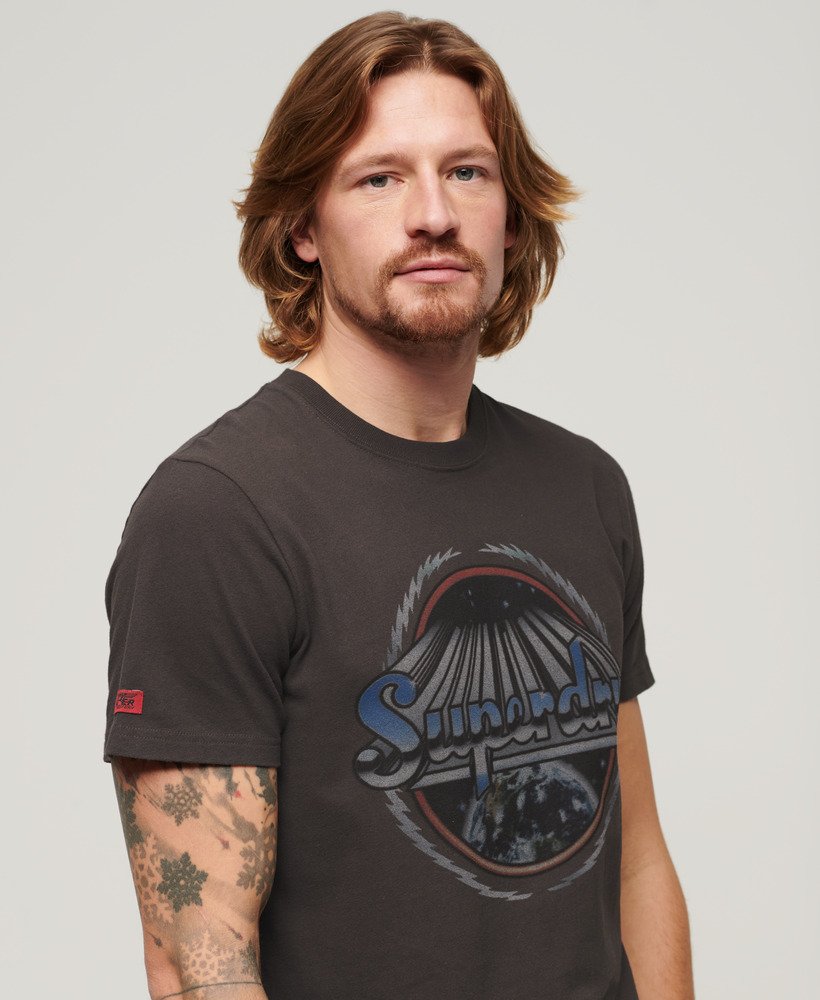 rock graphic band t-shirt in carbon grey