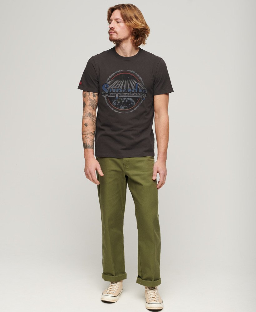 rock graphic band t-shirt in carbon grey