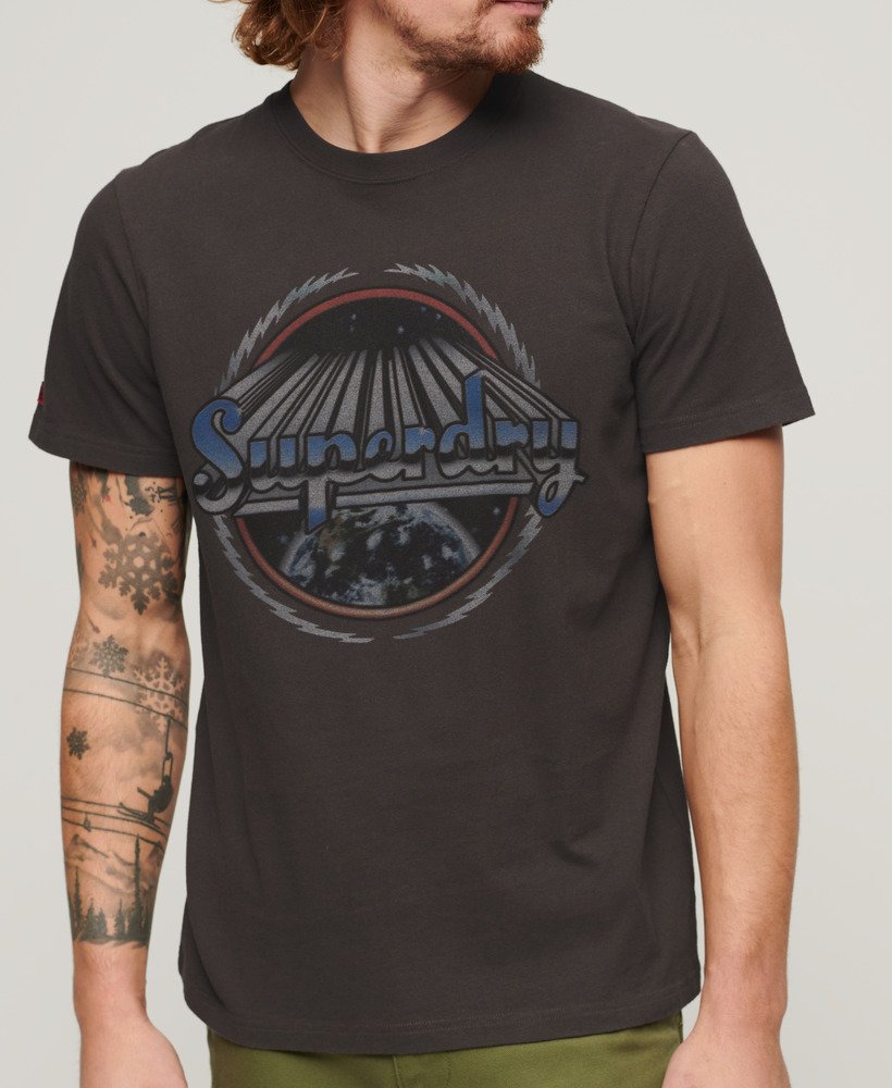 rock graphic band t-shirt in carbon grey