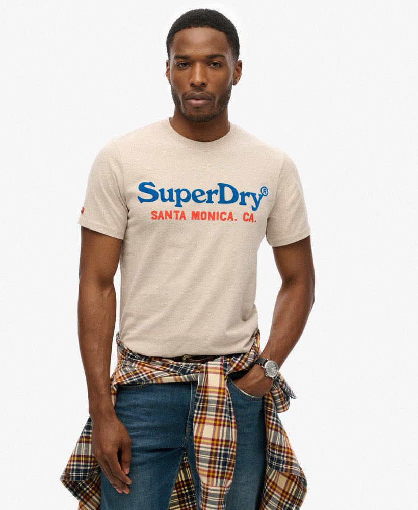 venue duo logo t-shirt in lavin beige marl
