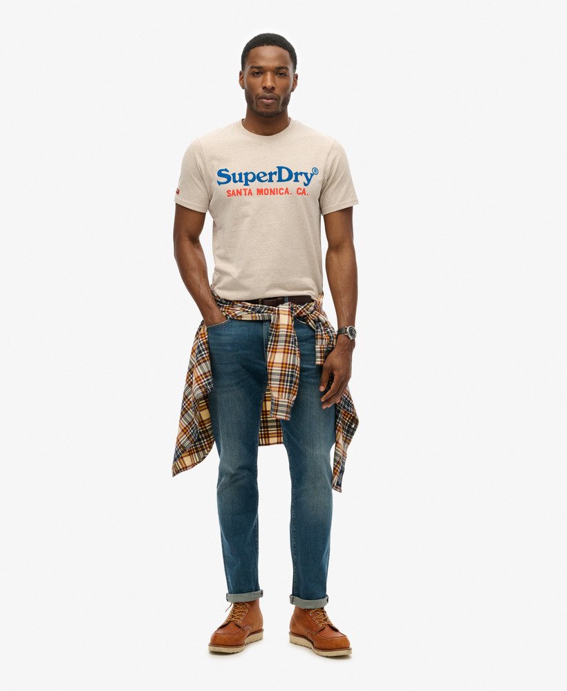 venue duo logo t-shirt in lavin beige marl