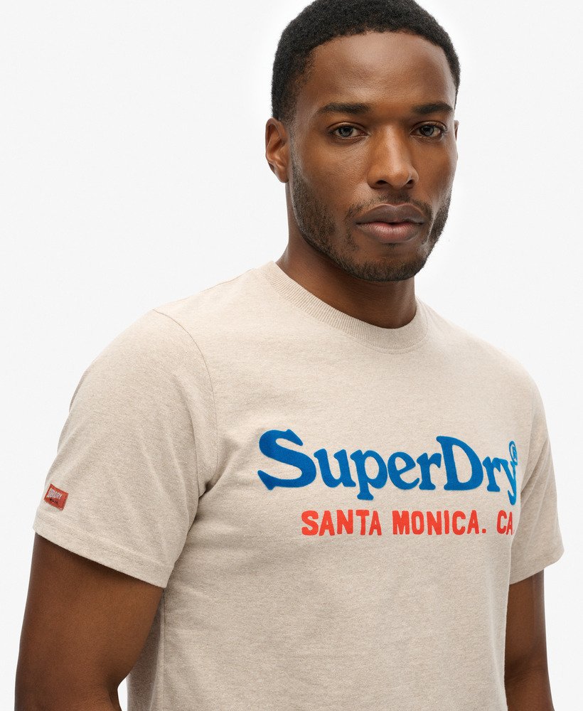 venue duo logo t-shirt in lavin beige marl