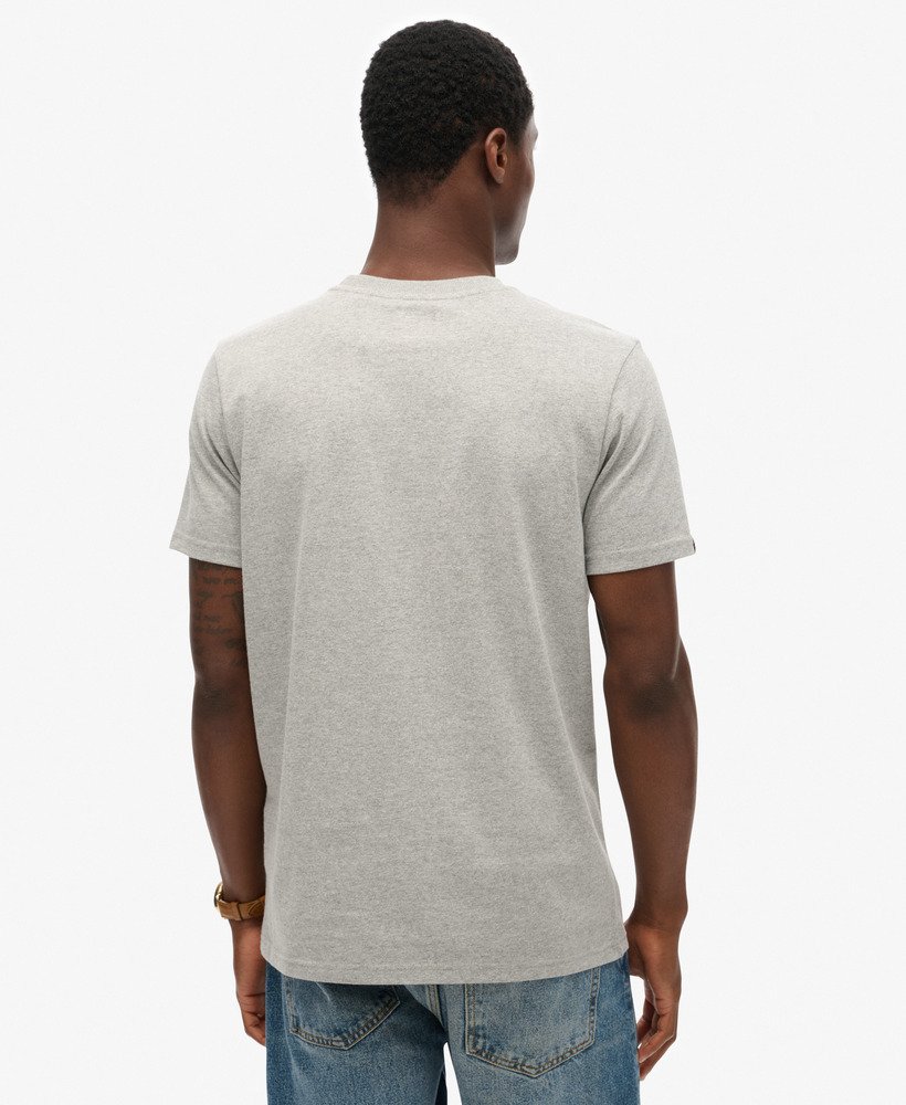 copper label t-shirt met borstprint in asgrijs gemêleerd