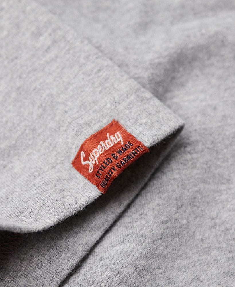 copper label t-shirt met borstprint in asgrijs gemêleerd