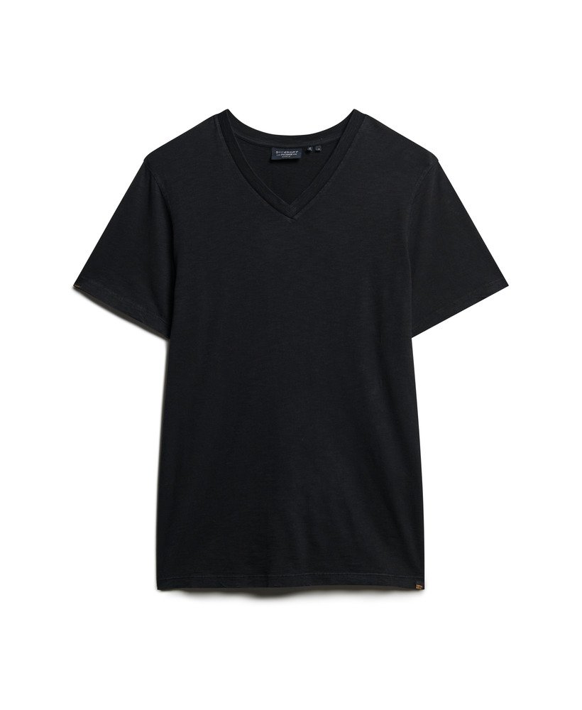 v-hals t-shirt met korte mouwen van slubstof in zwart