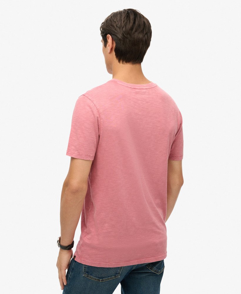 t-shirt met v-hals en korte mouwen van slubstof in mesa rose pink
