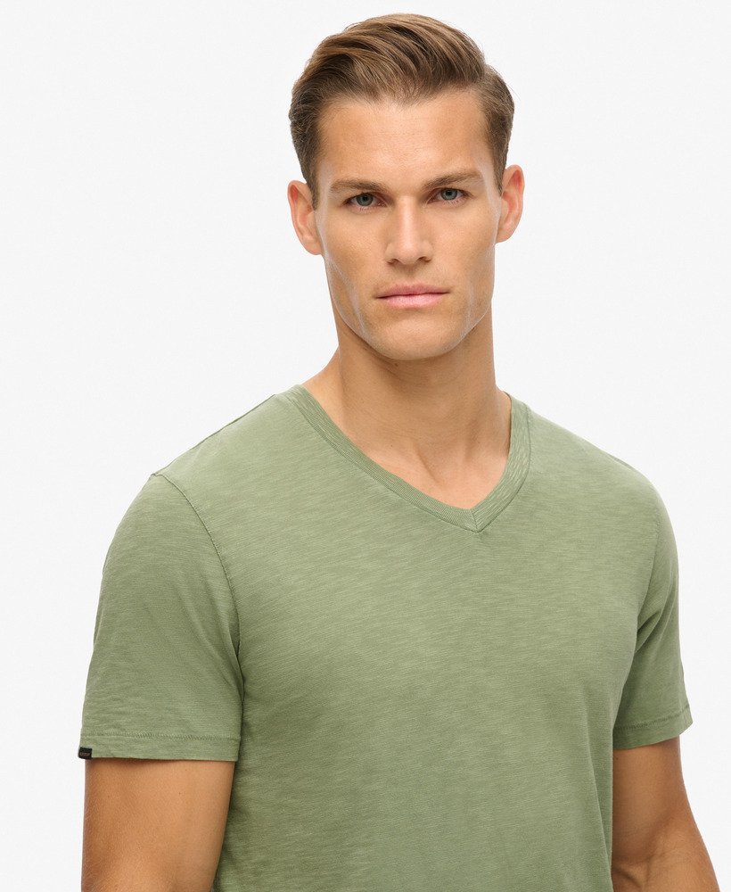 v-hals t-shirt met korte mouwen van slubstof in zeegroen