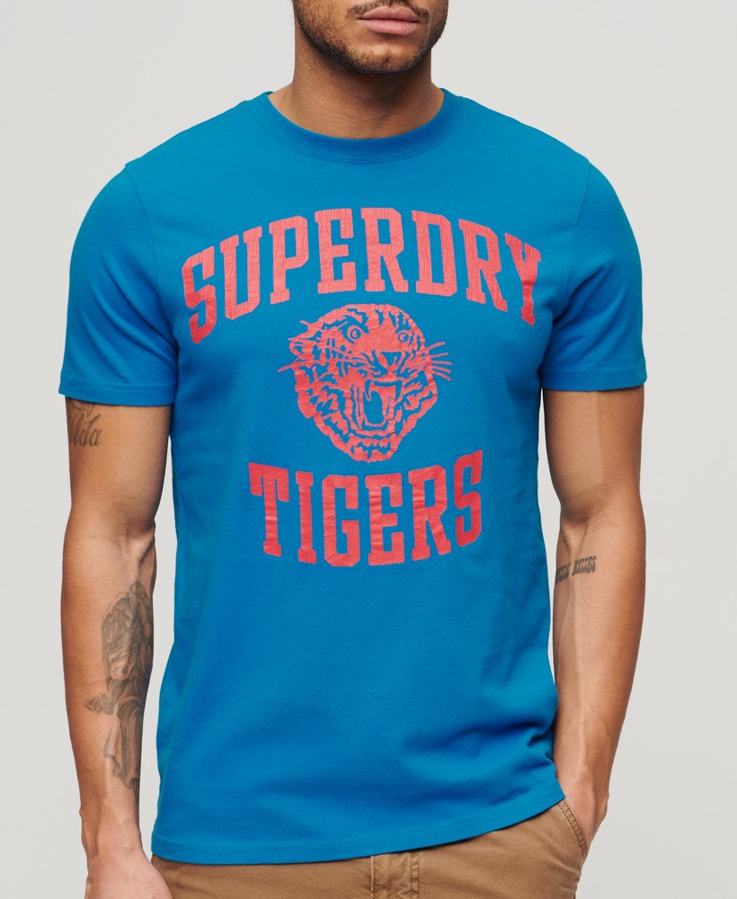 atletisch t-shirt met graphic print in super denby blue