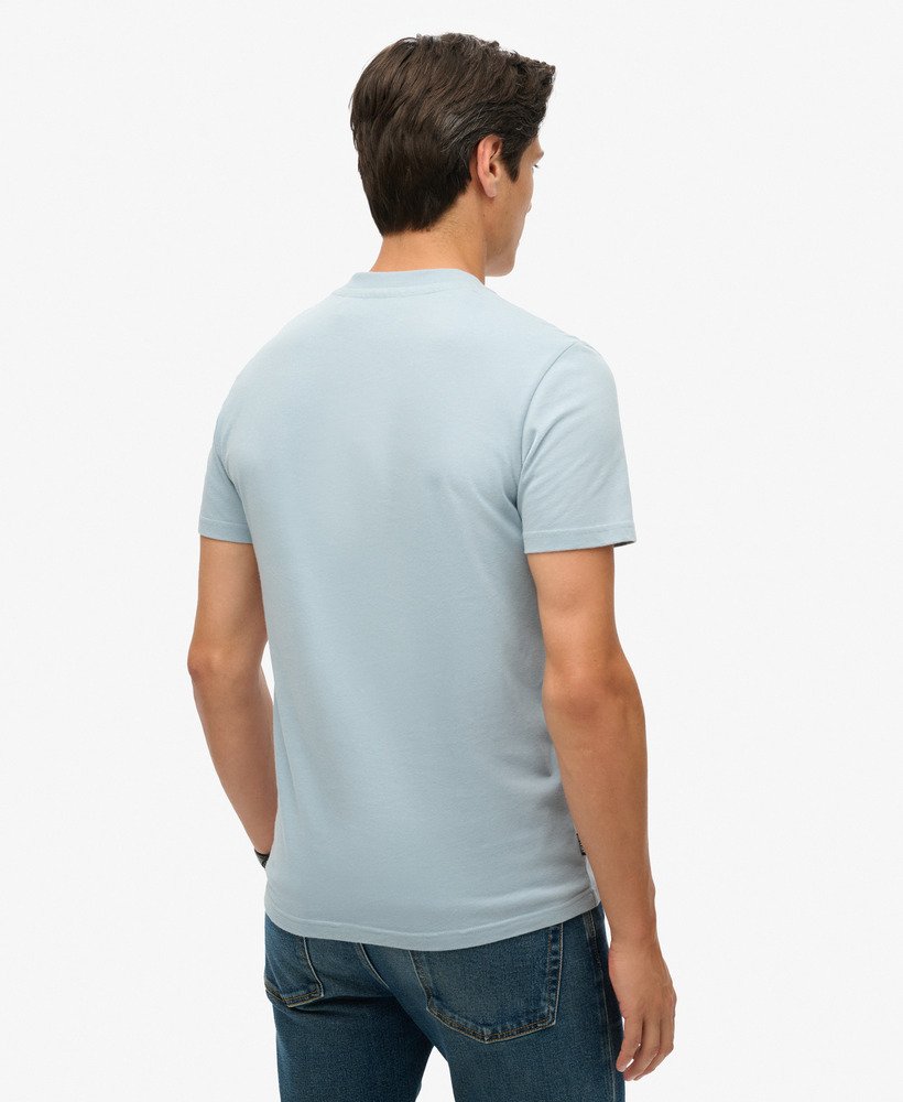 t-shirt met v-hals en essential-logo van biologisch katoen in china blue