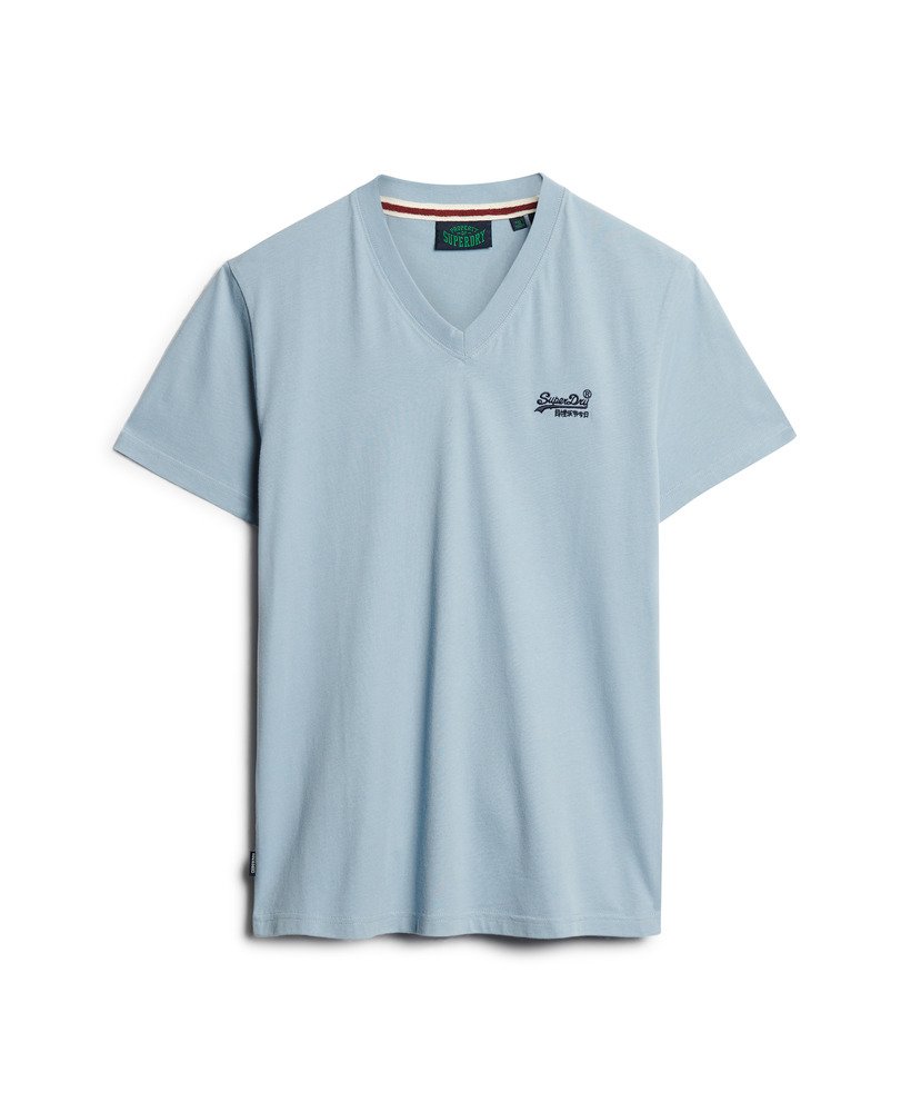 t-shirt met v-hals en essential-logo van biologisch katoen in china blue