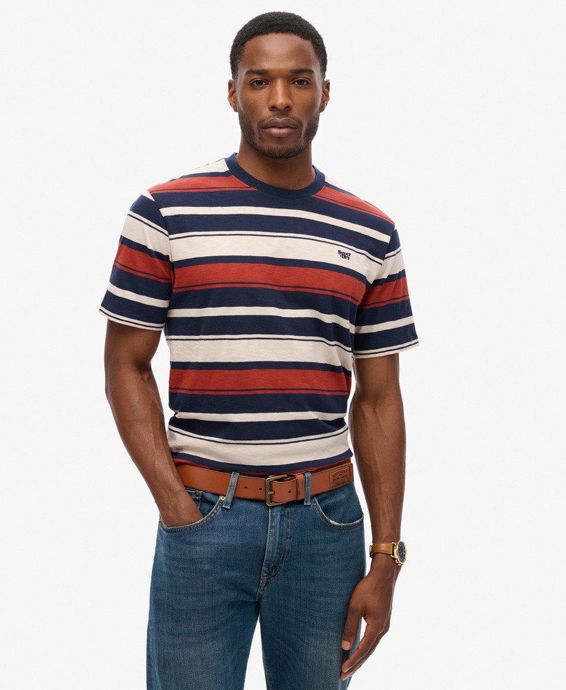 relaxed gestreept t-shirt in marineblauw