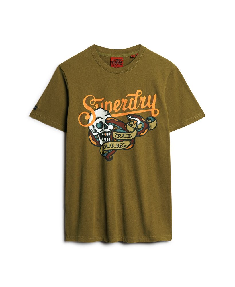 tattoo script t-shirt in dennengroen