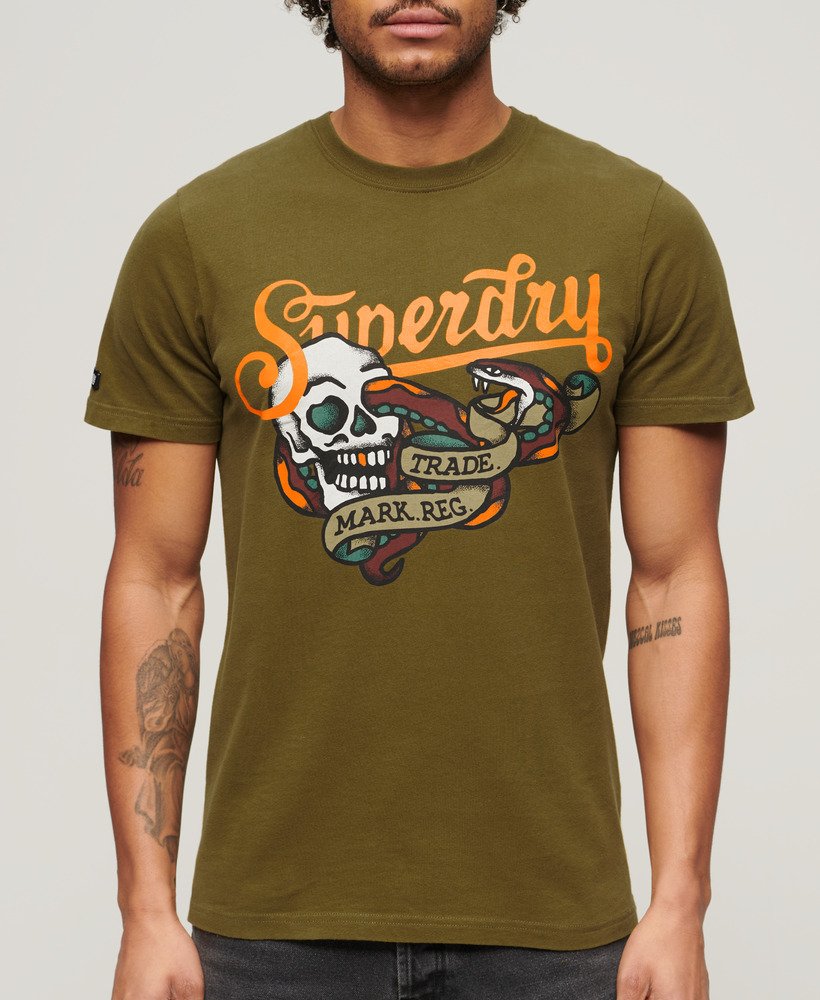 tattoo script t-shirt in dennengroen