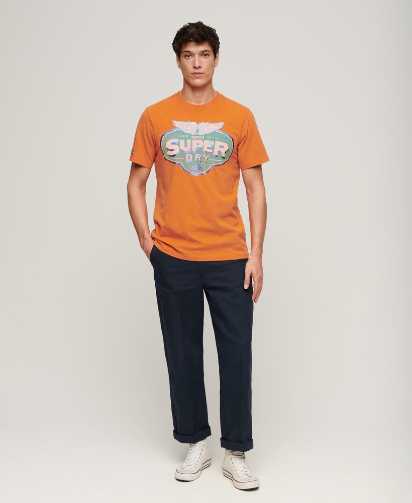gasoline workwear t-shirt in denim co roestoranje