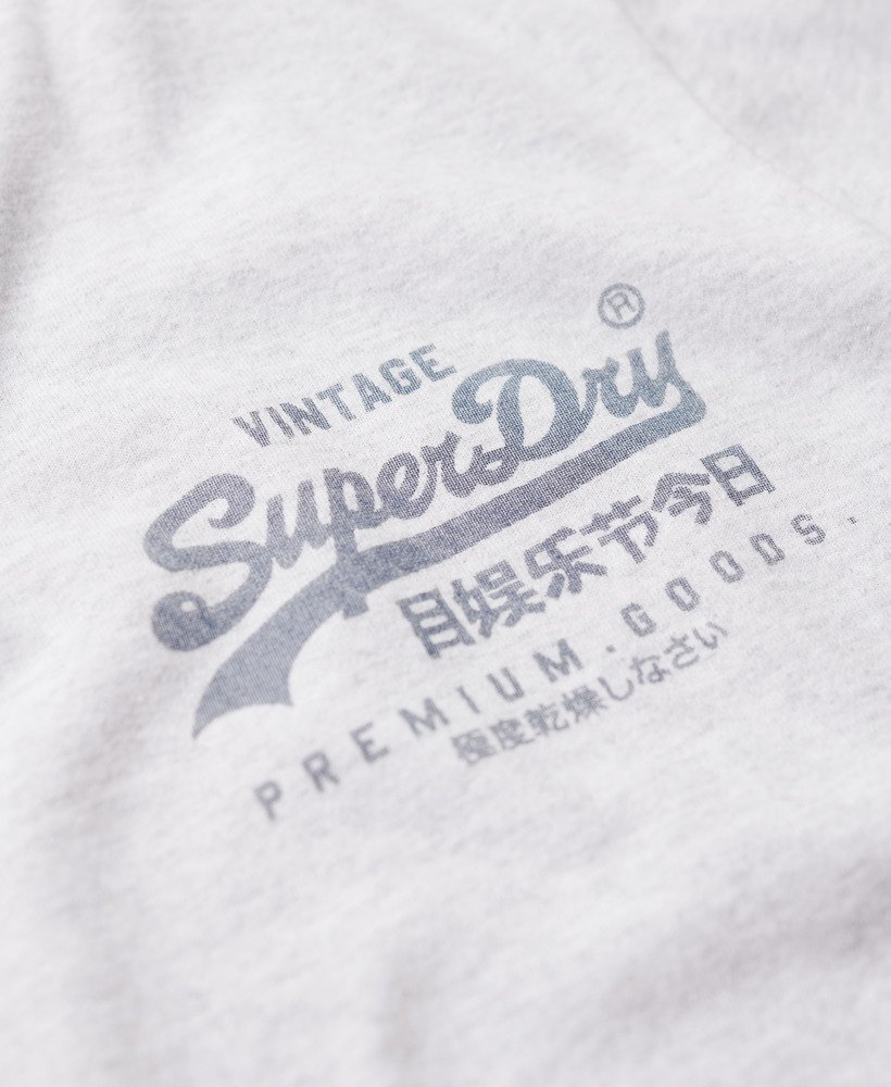 vintage logo heritage t-shirt met borstplaat in gemêleerd grijs.
