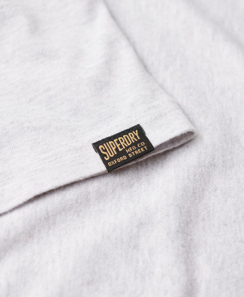 vintage logo heritage t-shirt met borstplaat in gemêleerd grijs.