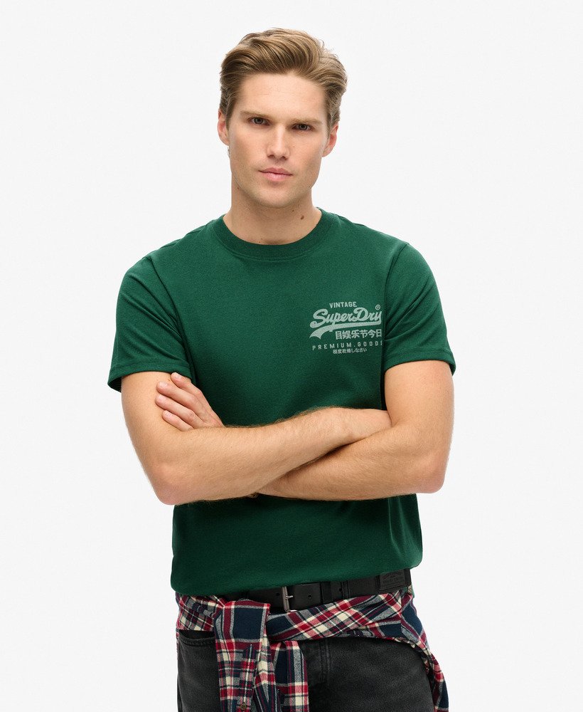 vintage logo heritage t-shirt met borstplaat in bengreen marl