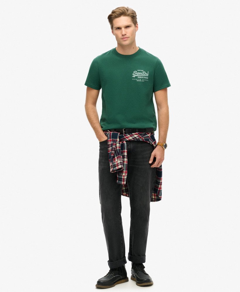 vintage logo heritage t-shirt met borstplaat in bengreen marl