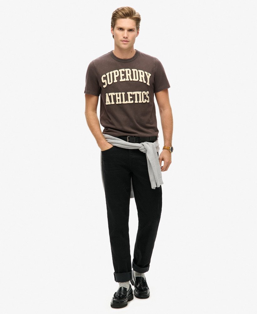 vintage sportief t-shirt met korte mouwen in donkergrijsgroen