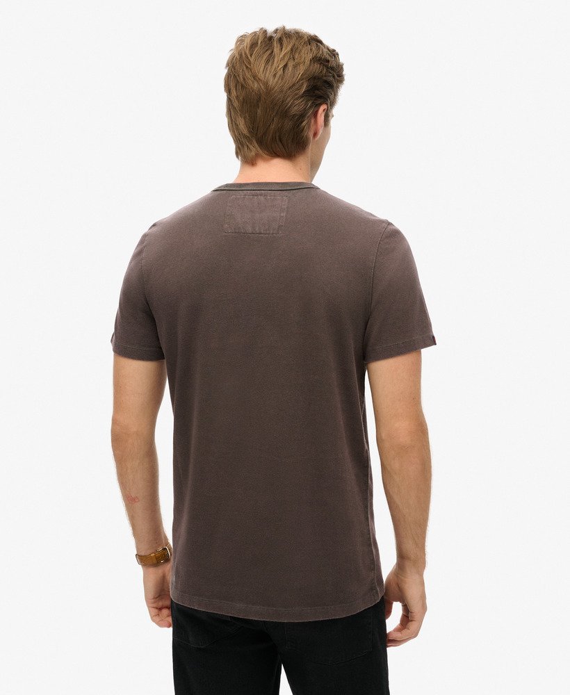 vintage sportief t-shirt met korte mouwen in donkergrijsgroen