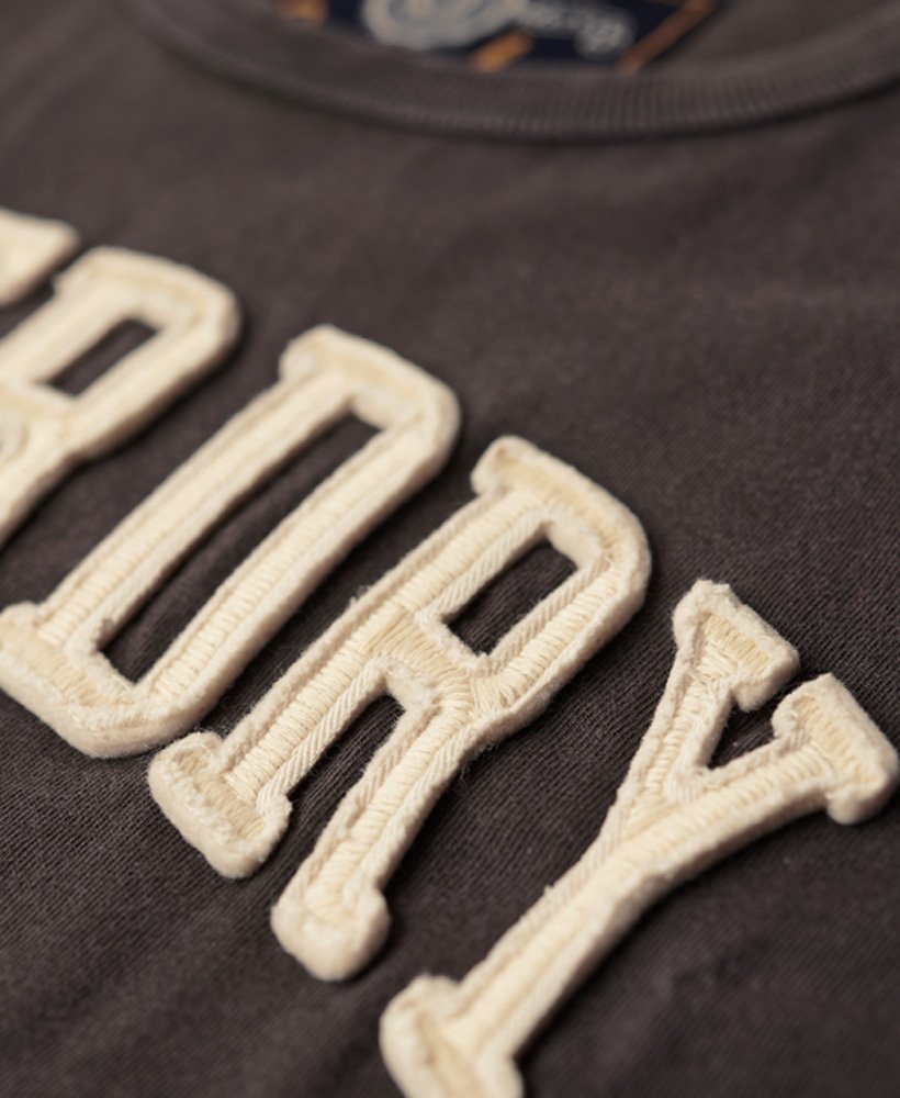 vintage sportief t-shirt met korte mouwen in donkergrijsgroen